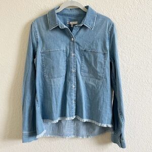 NWT 7 For All Mankind Light Blue Denim Button Up Shirt S